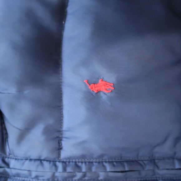 Polo Ralph Lauren Boys Reversible Down Puffer Vest Navy Tan 4T Lightweight - Picture 3 of 6